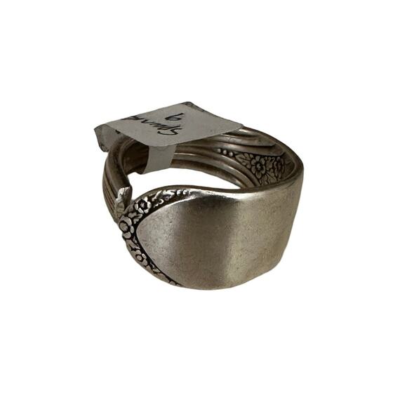 Unisex Size 9 Sterling Silver Plated Spoon Ring - Picture 1 of 4